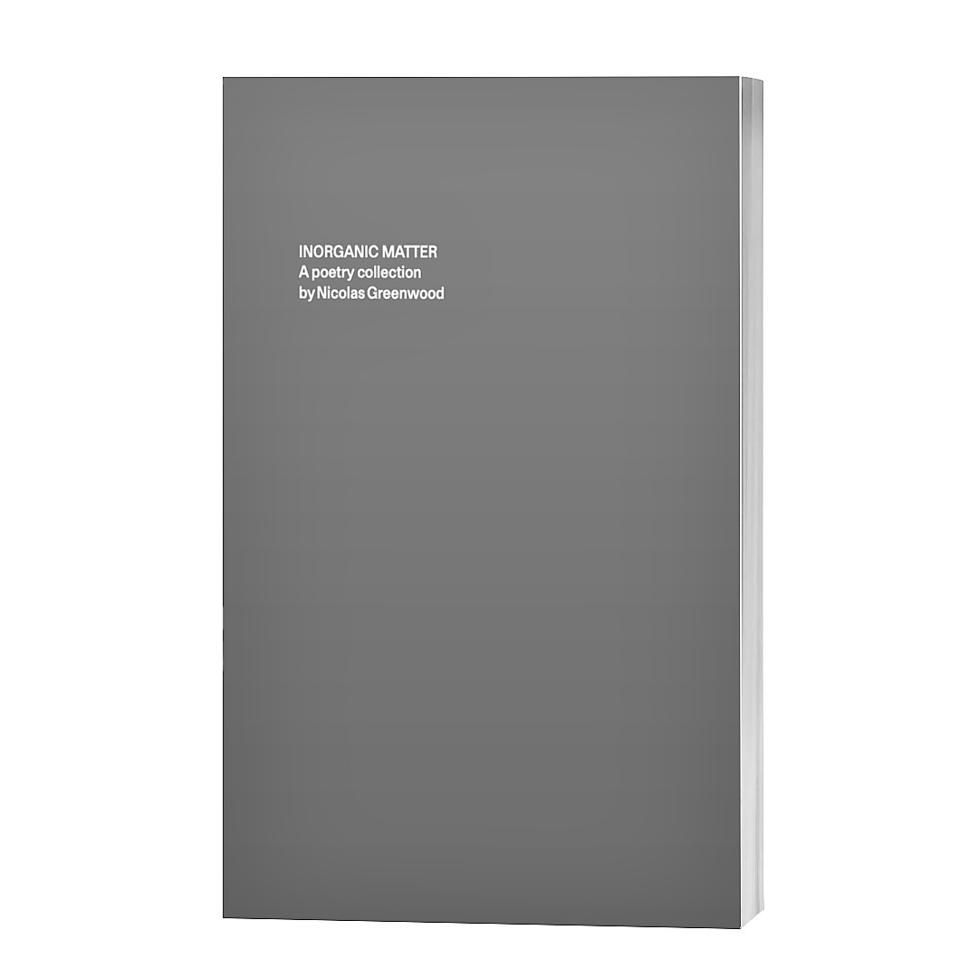 Printed book of poetry collection Inorganic Matter